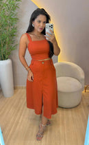 Conjunto Saia Midi Linho
