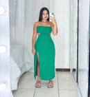 Vestido Midi Com Aberturas e Fenda Jade